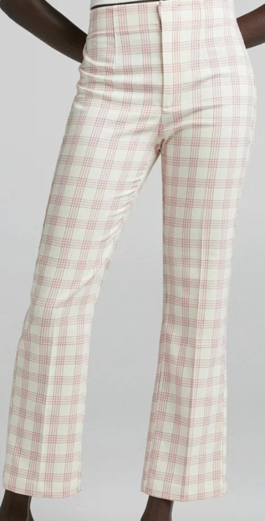 Pink Plaid Kick Flare Trousers, Zo goed als nieuw, Driekwart, Roze, Maat 34 (XS) of kleiner
