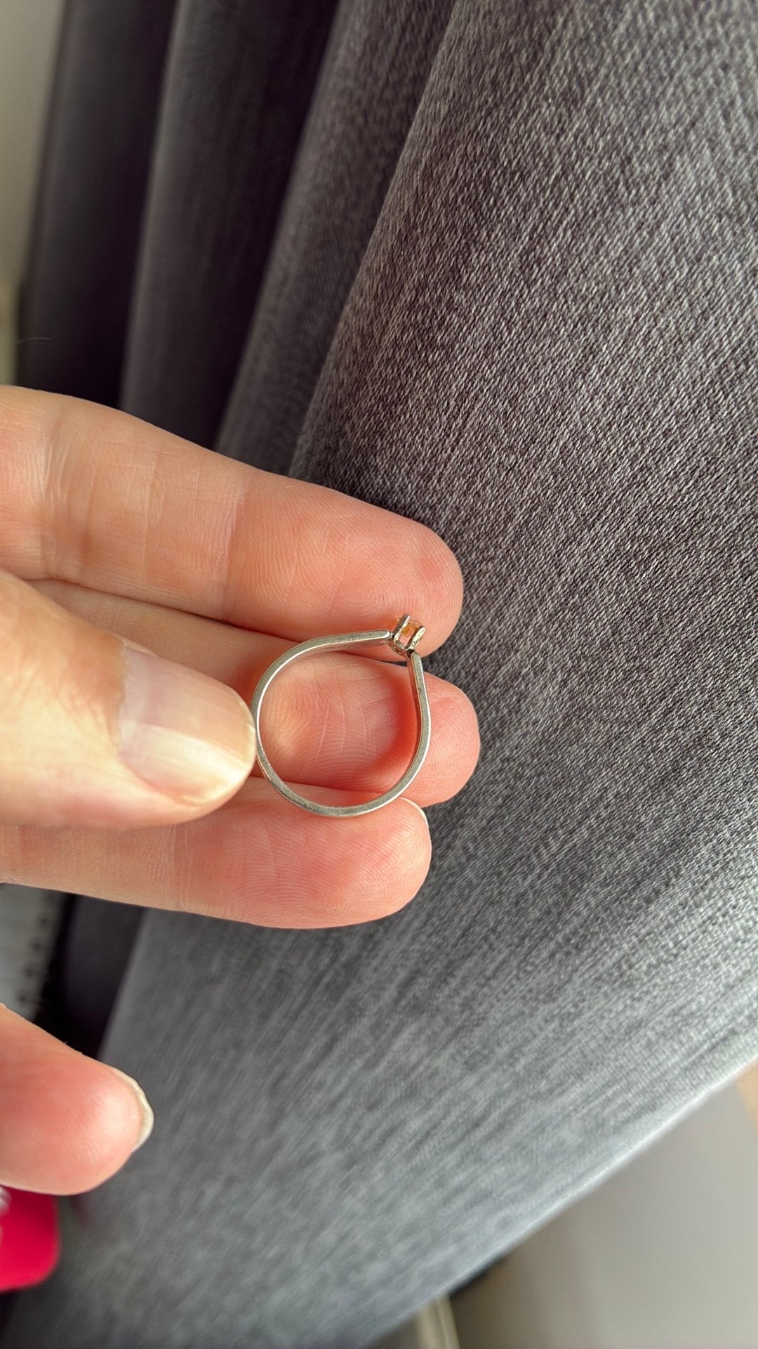 835 zilver ring solitaire 18 mm oranje bruin steentje, 18 tot 19, Gebruikt, Ophalen of Verzenden, Dame