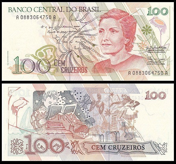Brazilie 1990/1993, 6 verschillende Biljetten (UNC), Verzenden, Zuid-Amerika, Setje