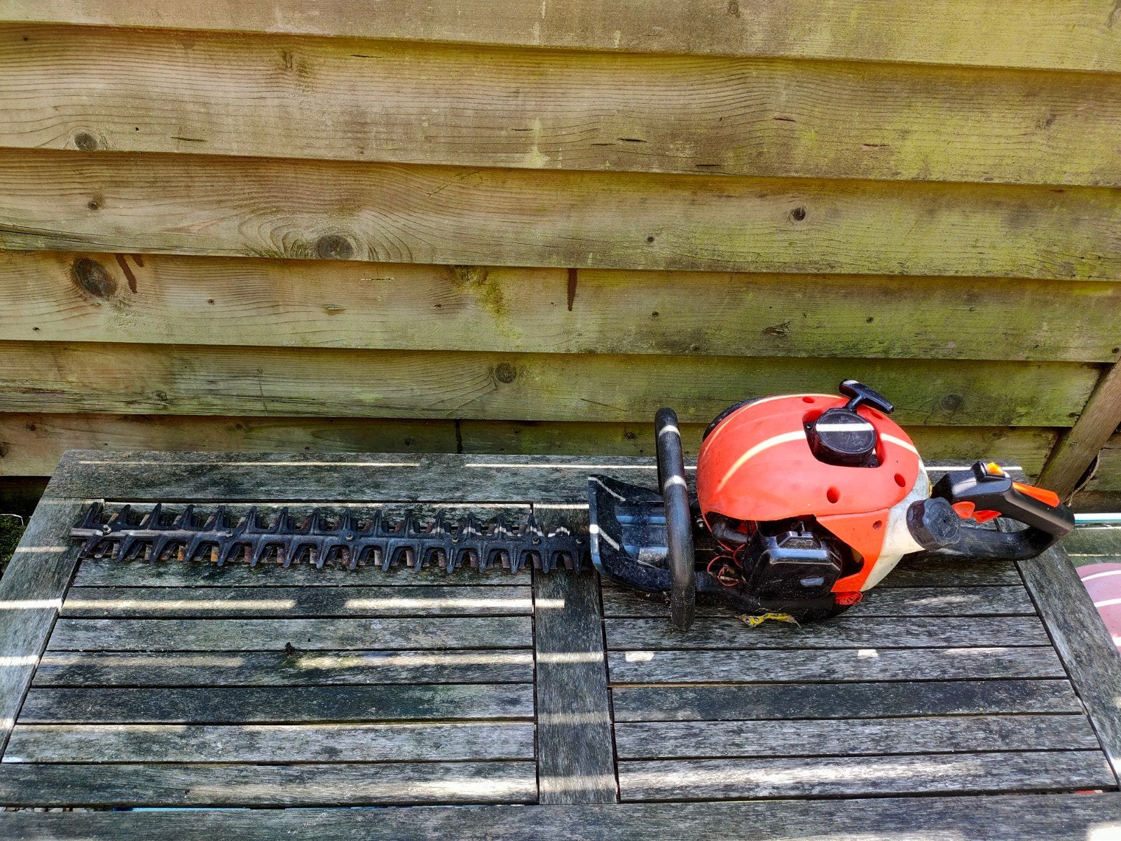Heggenschaar op Benzine - Gebruikt, Tuin en Terras, Heggenscharen, Ophalen, Gebruikt, Benzine, Onbekend
