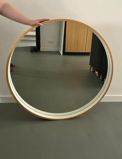 Grote ronde spiegel - 106 diameter, Huis en Inrichting, Ophalen, 100 tot 150 cm, Rond, Zo goed als nieuw