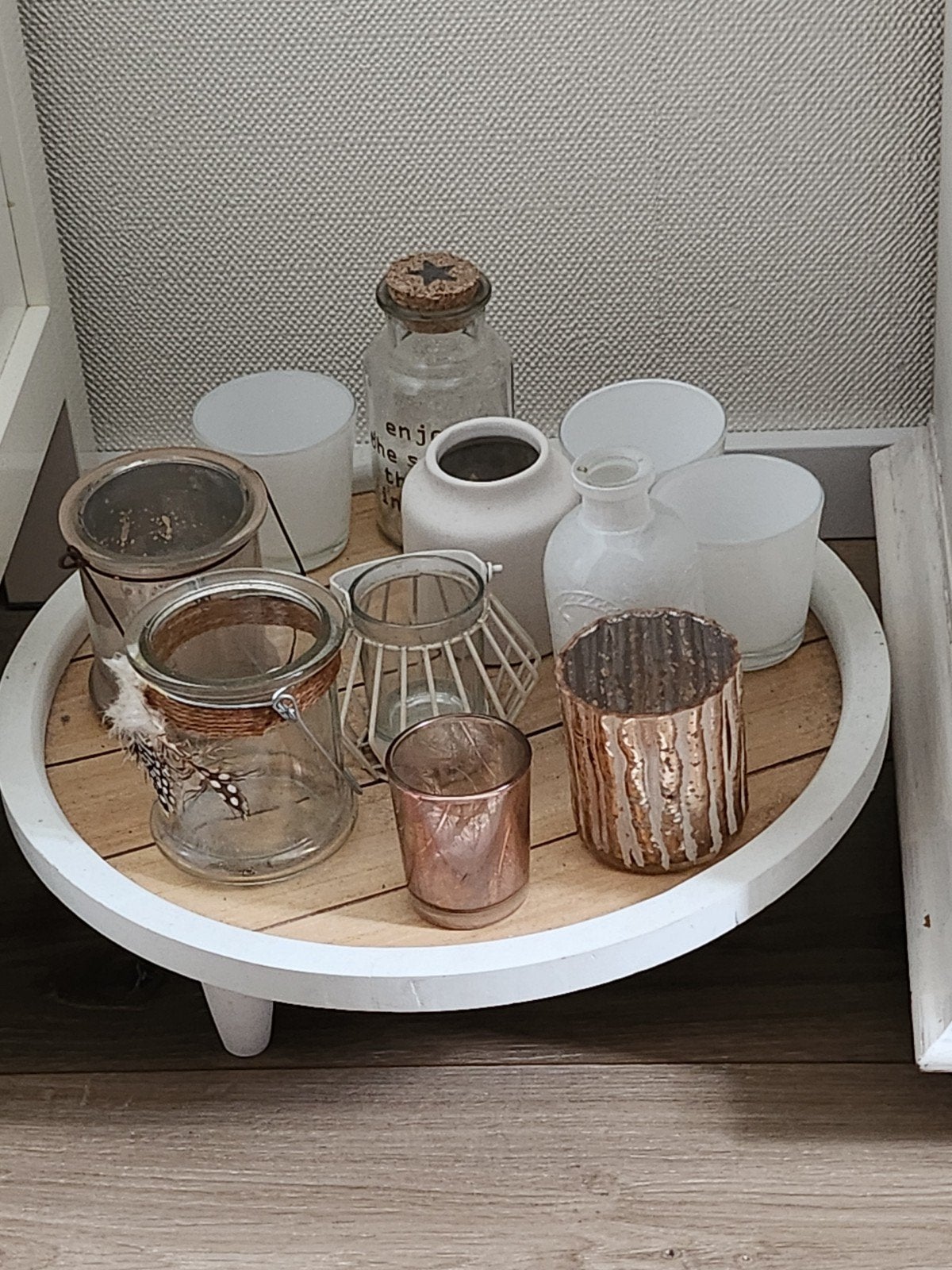 plateau  met thee lichtjes, Huis en Inrichting, Ophalen of Verzenden, Zo goed als nieuw, Rond, Hout