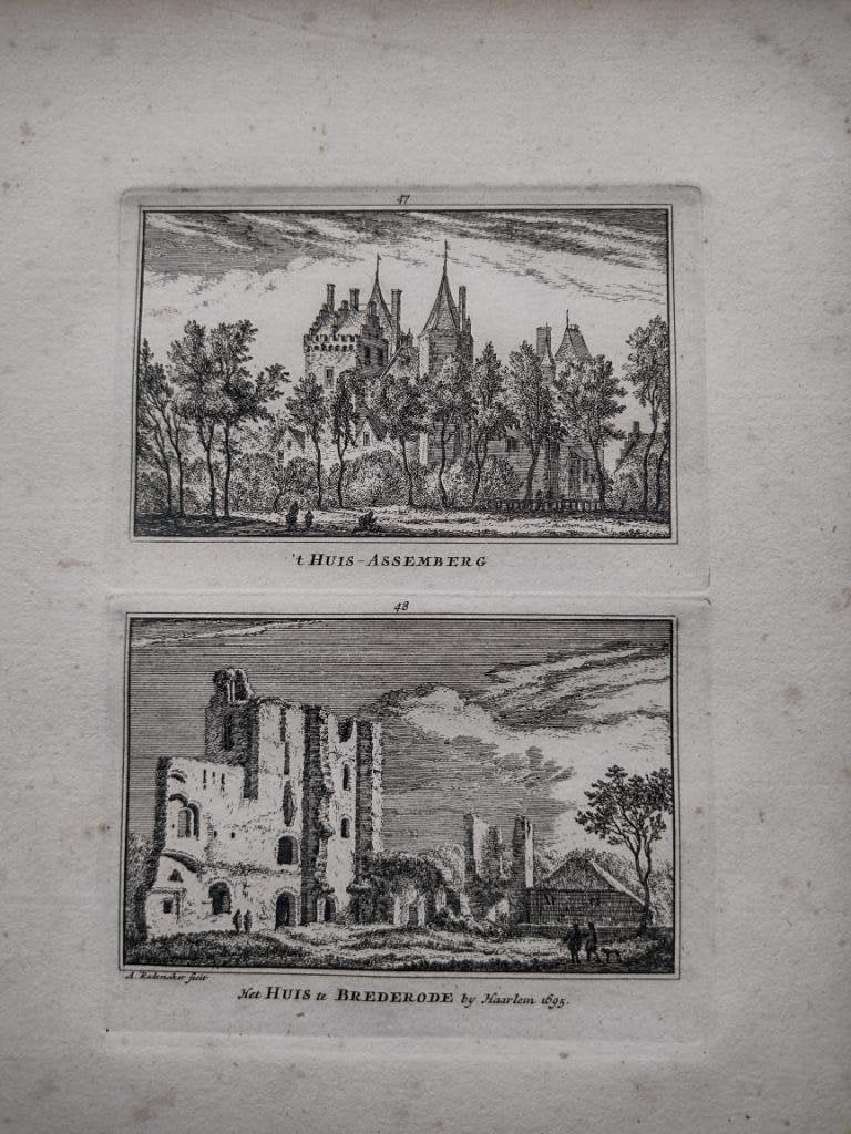 047/048 Heemskerk huis Assumburg en Brederode Gravure dl 3, Antiek en Kunst, Kunst | Etsen en Gravures, Ophalen of Verzenden