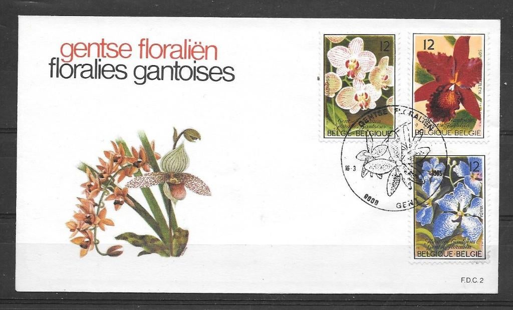 Belgie 1985 FDC Bloemen, Verzenden, Gestempeld