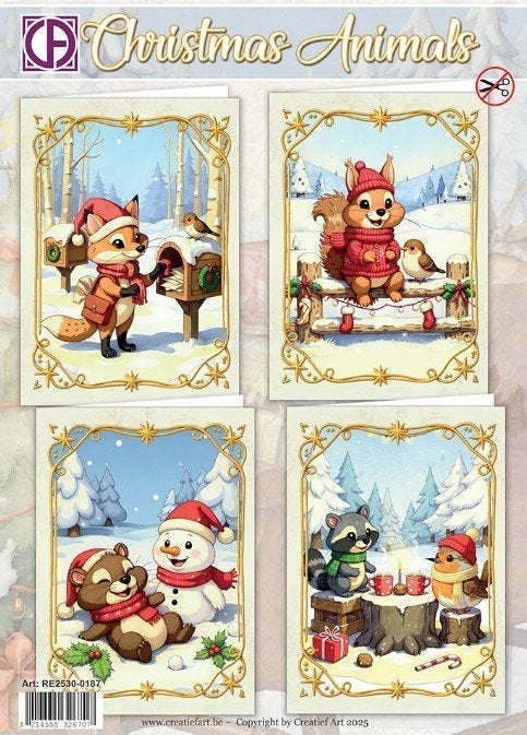 Creatief Art kaartenpakket Christmas Animals RE2530-0187, Hobby en Vrije tijd, Kaarten | Zelf maken, Kerst, ., Overige typen, Nieuw