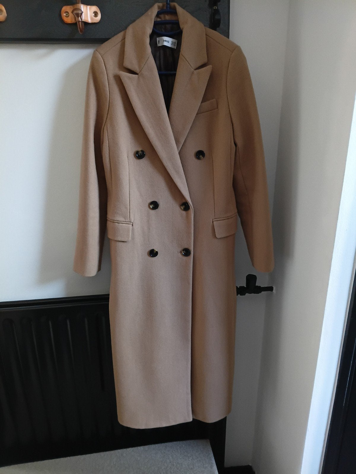 Beige lange jas van wol XS, Kleding | Dames, Jassen | Winter, Ophalen of Verzenden, Zo goed als nieuw, Maat 34 (XS) of kleiner