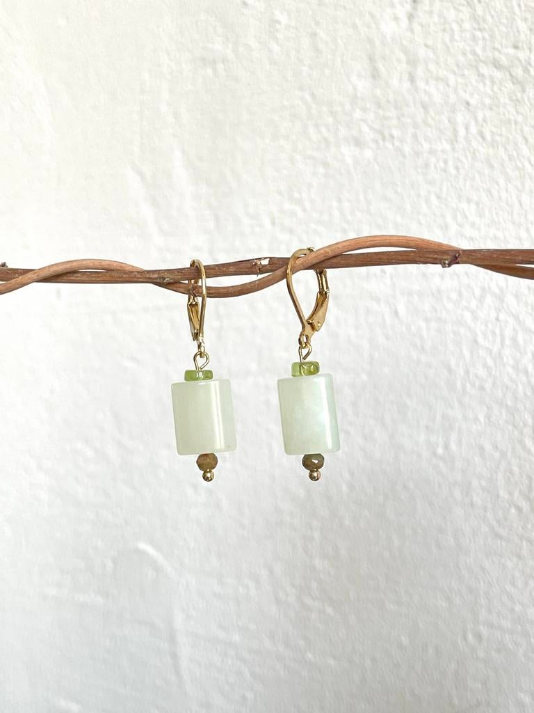 Jade oorbellen, Hangers, Nieuw, Ophalen of Verzenden, Met edelsteen