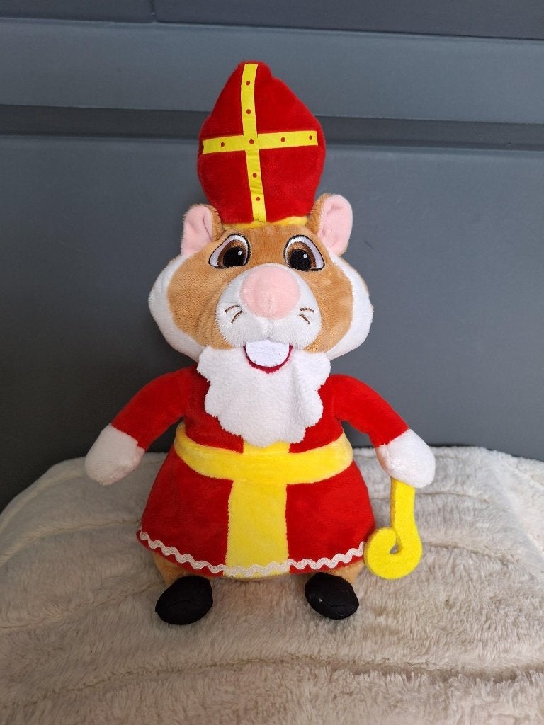 AH hamster sinterklaas met staf, Kinderen en Baby's, Speelgoed | Knuffels en Pluche, Zo goed als nieuw, Overige typen, Albert Heijn