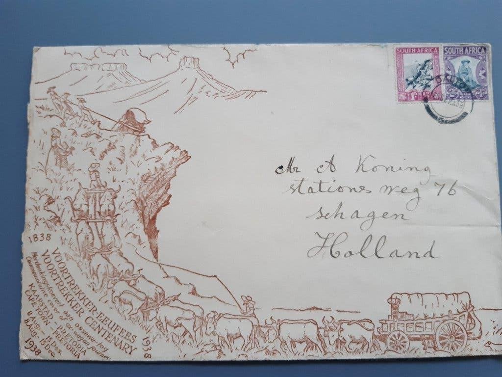 Zuid Afrika 1938, 100 jaar Voortrekkers, € 6,=, Postzegels en Munten, Ophalen of Verzenden, Envelop