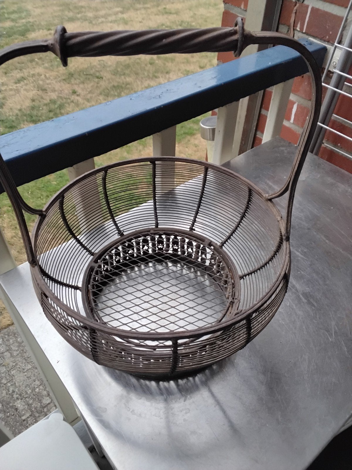 brocante ijzeren draadmand, Antiek en Kunst, Ophalen