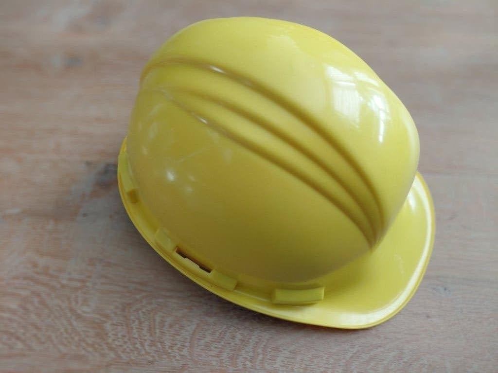 North bouwhelm pvc geel, verstelbaar, Ophalen of Verzenden, Gebruikt