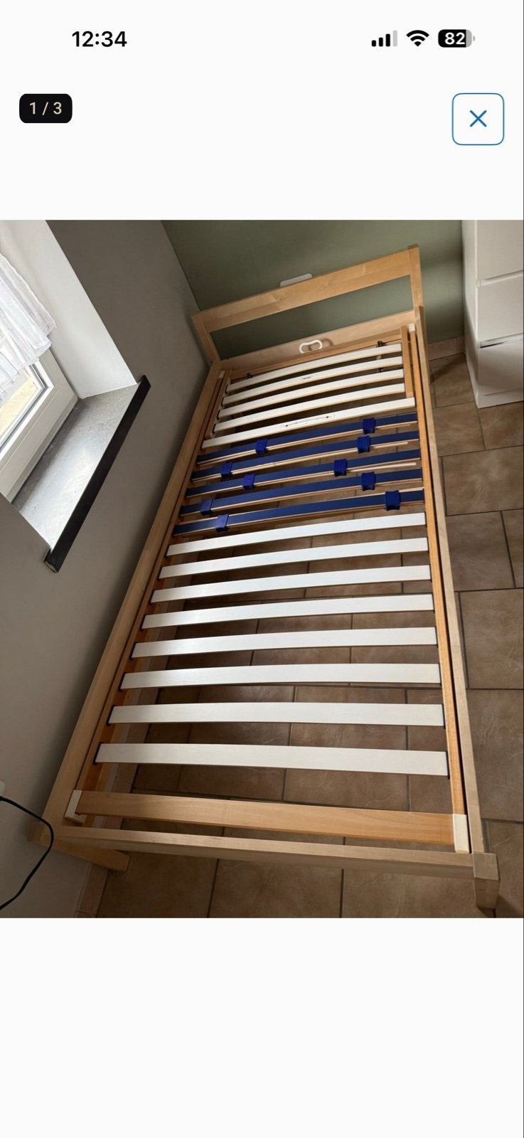 2x Eenpersoonsbed met lattenbodem 90x200 cm, Ophalen, Gebruikt, 90 cm, 200 cm