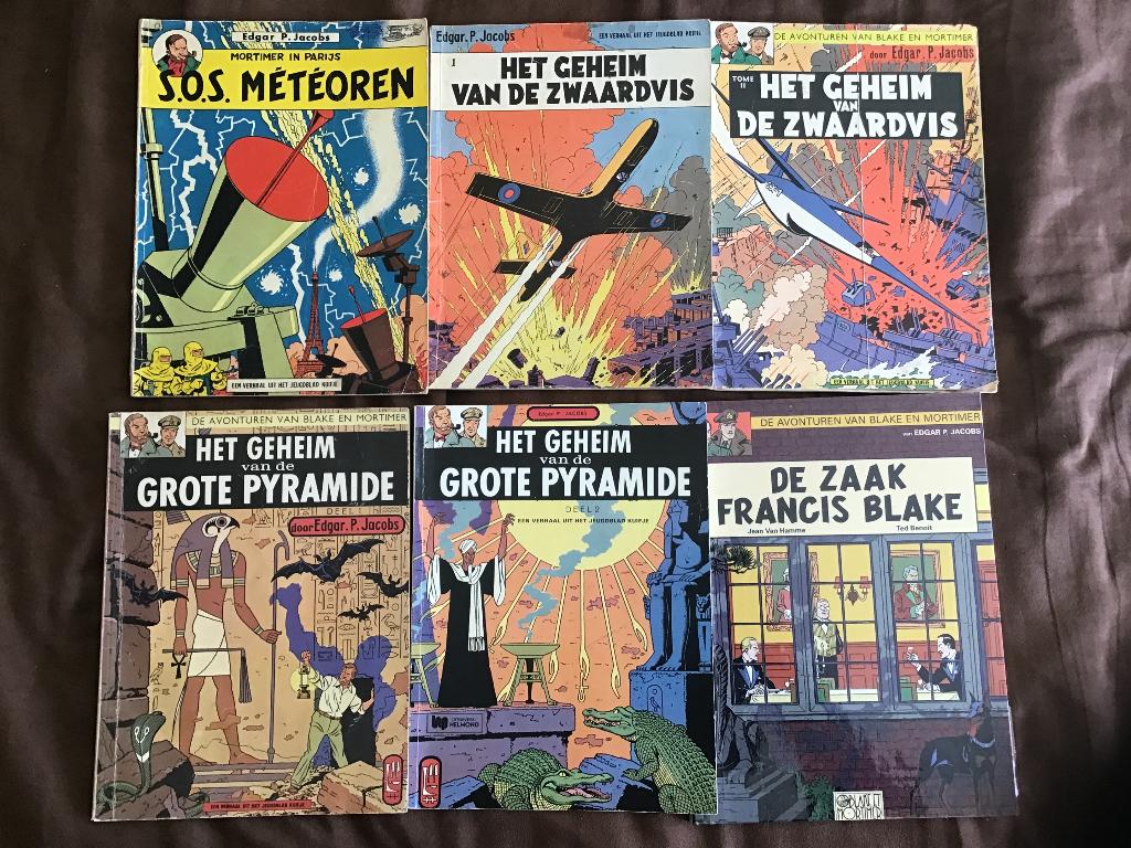 6 delen Blake en Mortimer door Edgar P.Jacobs, Meerdere stripboeken, Ophalen of Verzenden, Gelezen