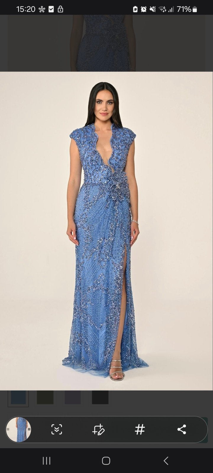 Prachtige blauwe galajurk met pailletten, Maat 38/40 (M), Galajurk, Blauw, Ophalen of Verzenden