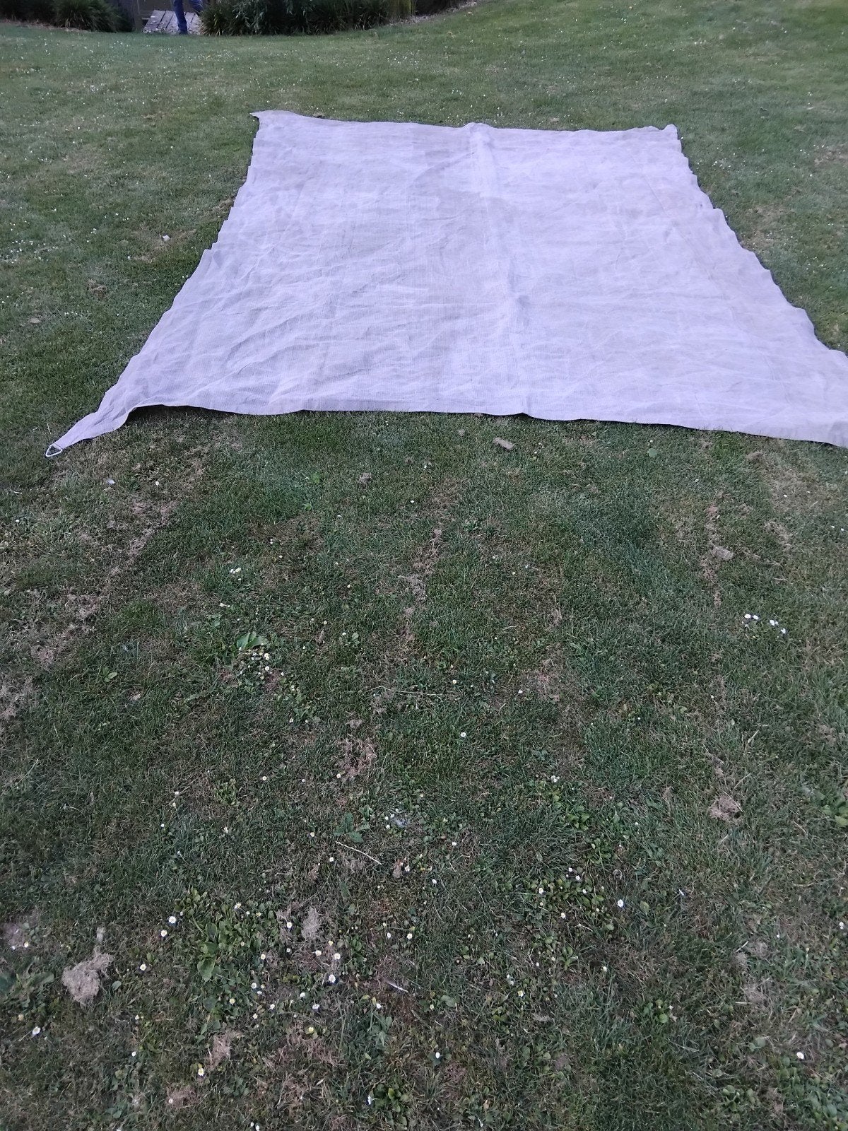 Schaduwdoek beige 3,50  4,80 m met ophangogen, Tuin en Terras, Schaduwdoeken, Ophalen of Verzenden, Gebruikt