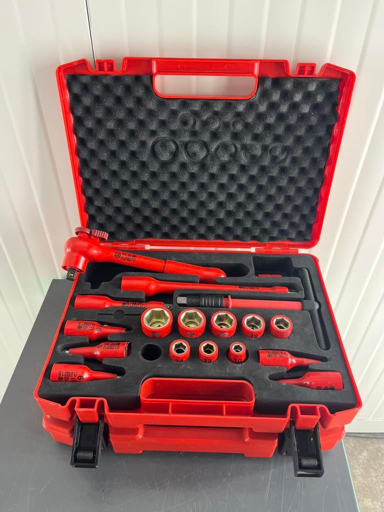 Geïsoleerde VDE ratelset 1000V – elektriciens gereedschap, Ophalen, Zo goed als nieuw