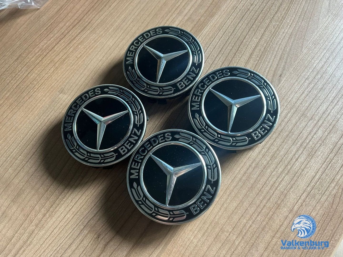 ORIGINELE Mercedes Benz naafkap naafdop set zwart chroom, Gebruikt, -, Verzenden, -