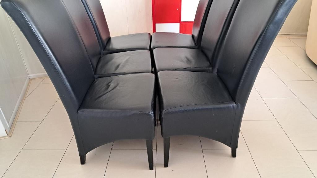 Eethoek stoel Eetkamer stoelen leer 6 stuks, Huis en Inrichting, Stoelen, Ophalen, Gebruikt, Zwart, Leer