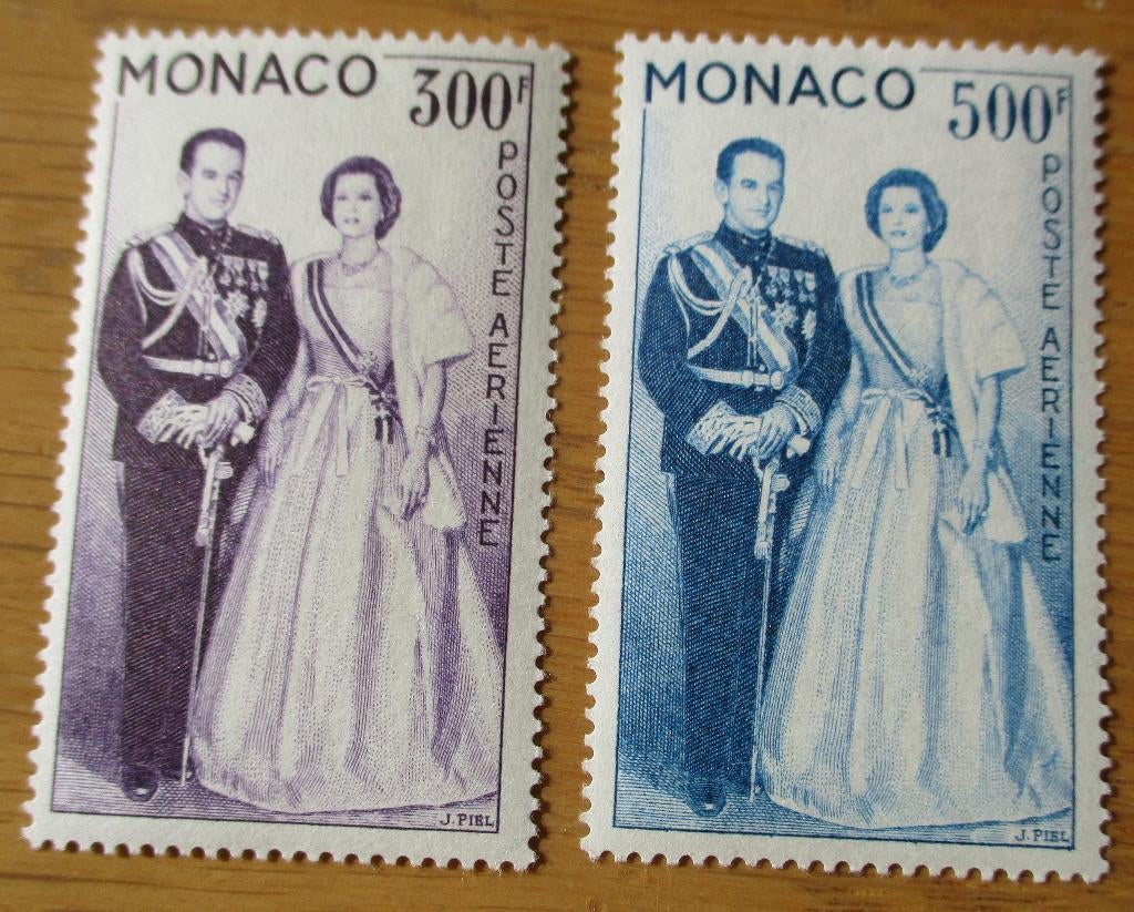 Monaco luchtpostserie Grace Kelly en Vorst Rainier III, 1959, Verzenden, Monaco, Postfris