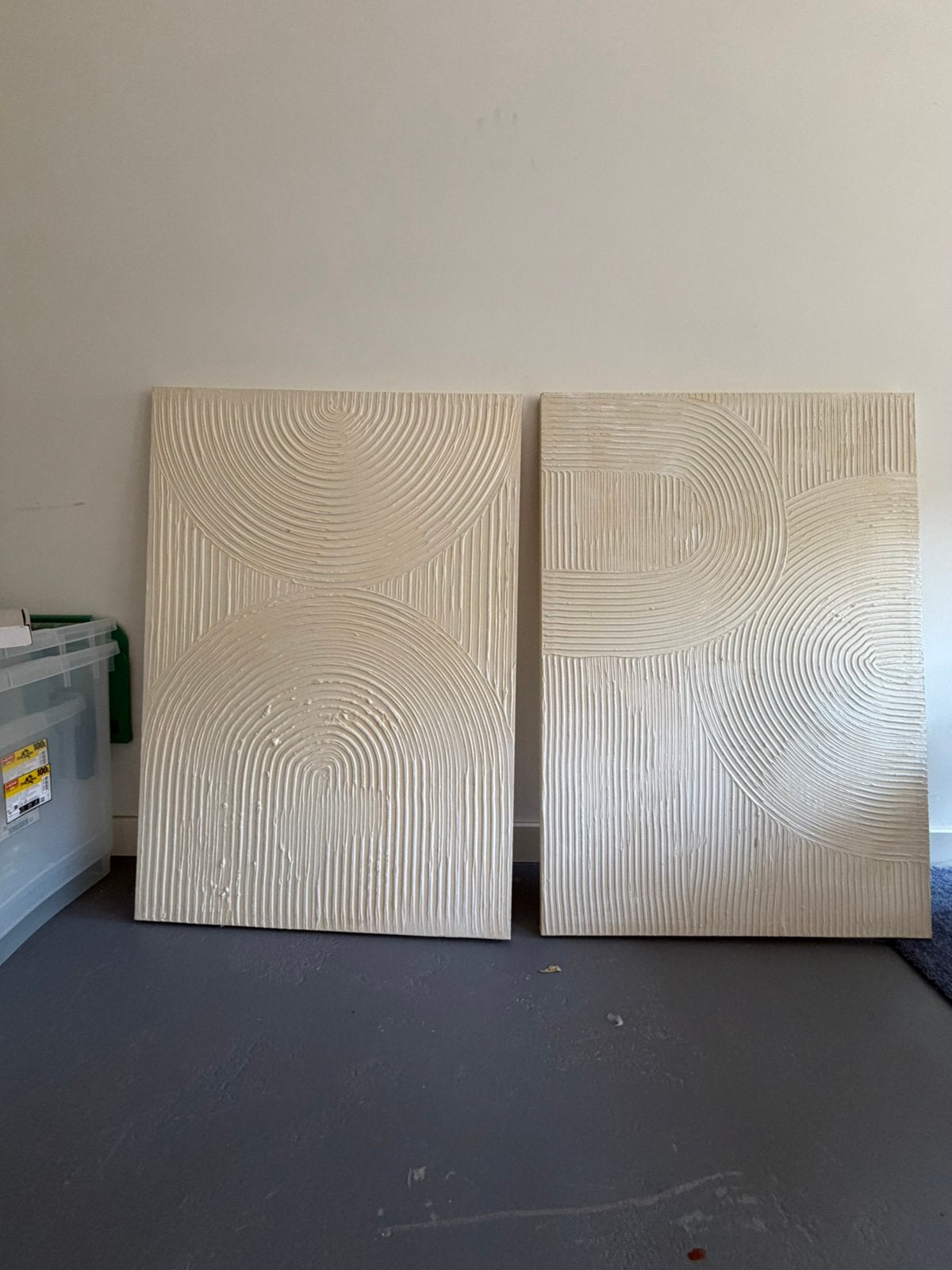Japandi Kunst- Muur decoratie wit / gebroken wit 70x100 cm, Ophalen