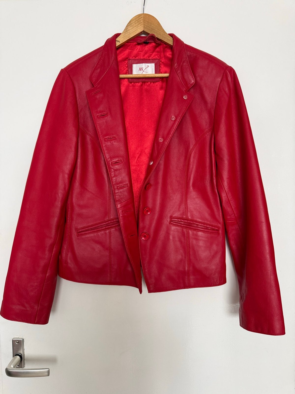 Rood Leren Jasje - NAX - Maat 42 - Zo goed als nieuw, Kleding | Dames, Ophalen of Verzenden, Zo goed als nieuw, Maat 42/44 (L)