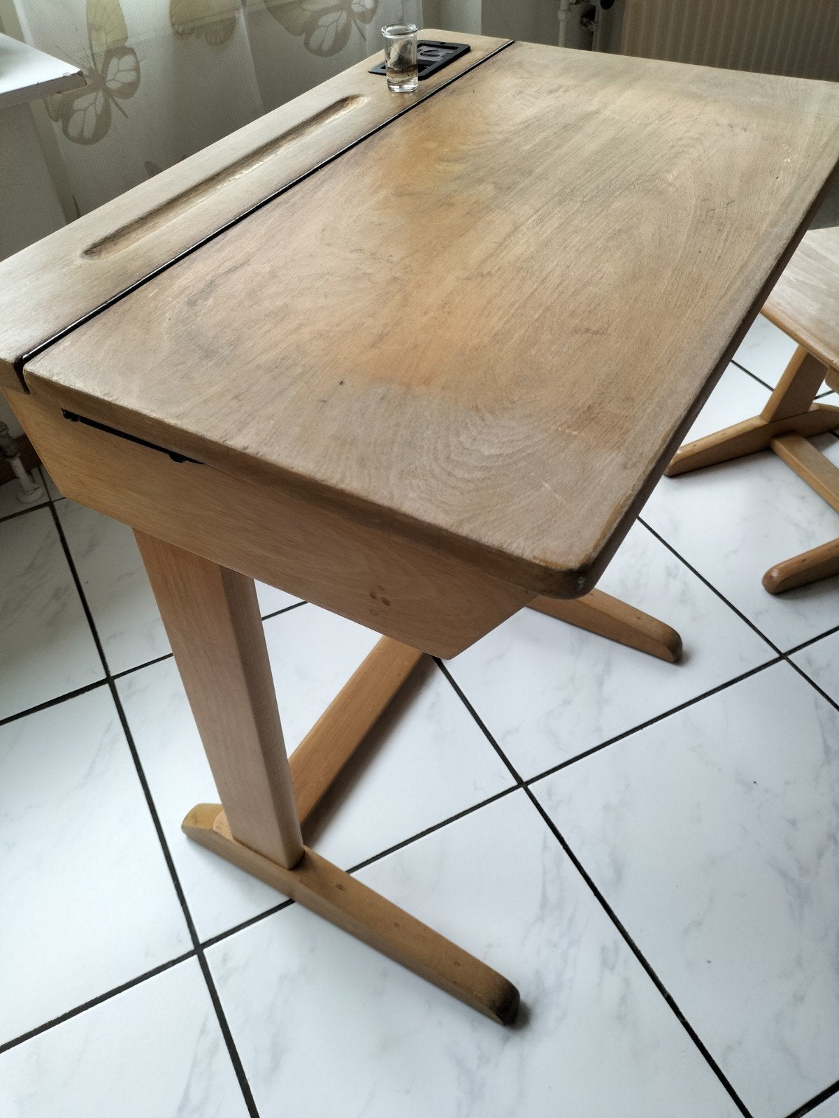 Casala houten schoolbankje met stoel, Ophalen