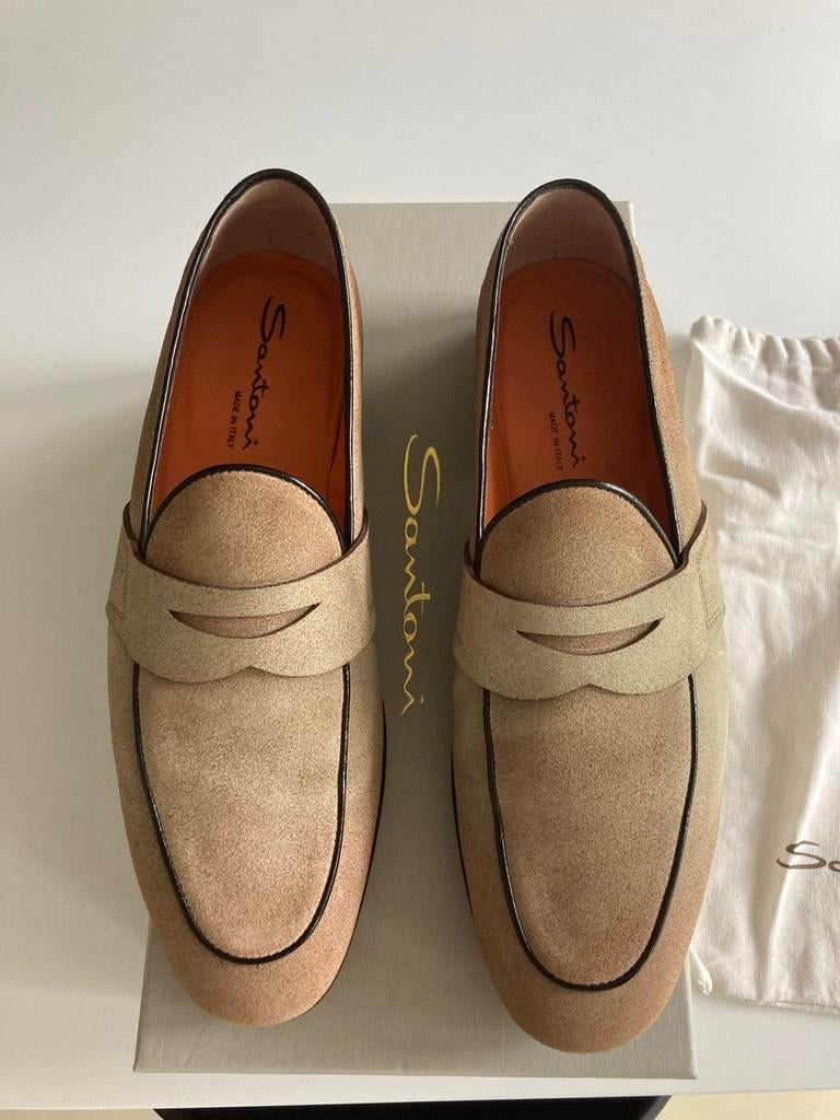 NIEUWE Santoni goodyear zand suede loafers maat 42, Loafers, Overige kleuren, Nieuw, Ophalen of Verzenden