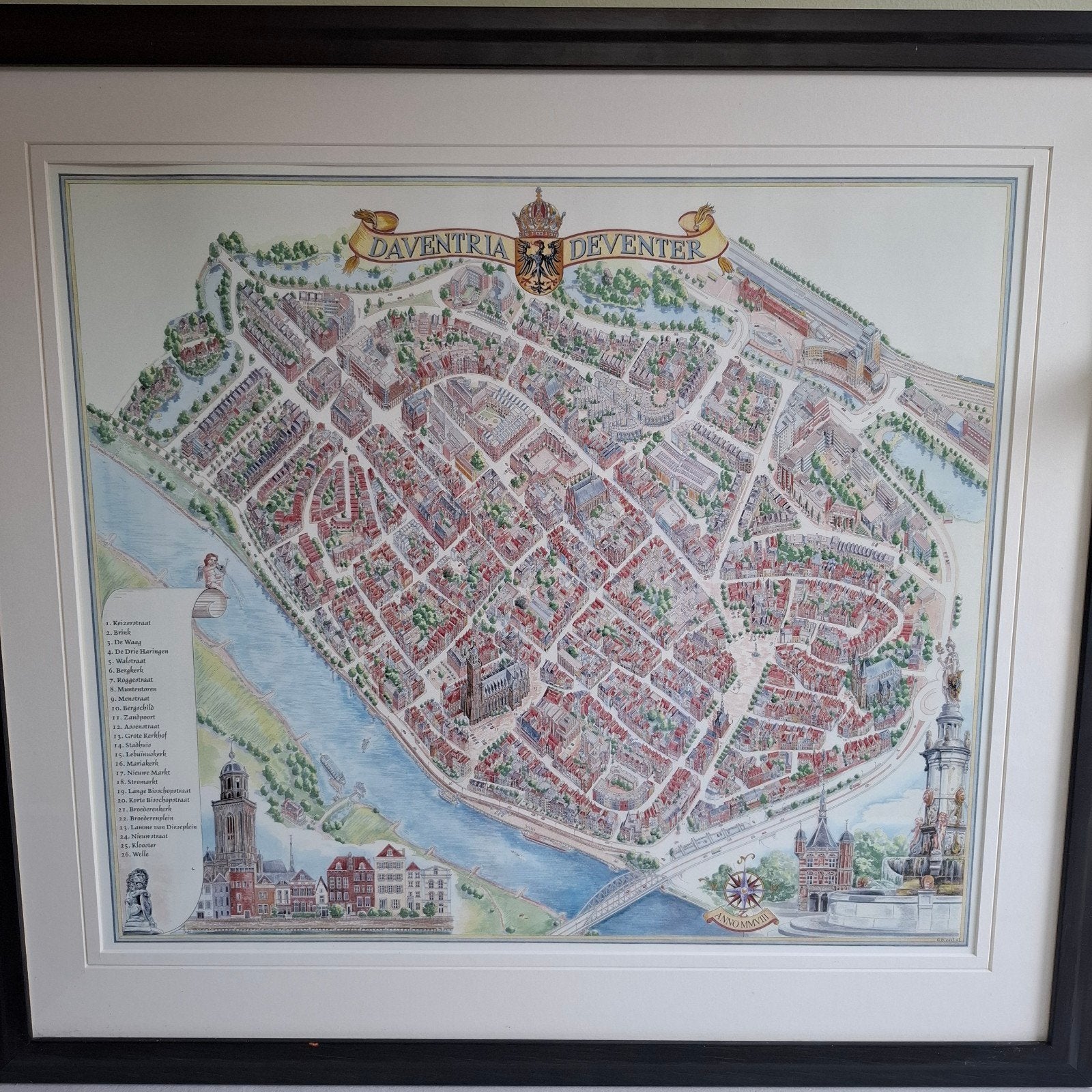 Panoramakaart Deventer door Ruben Atoyan (2008), 50 – 75, Ophalen of Verzenden, 50 tot 75 cm, Print