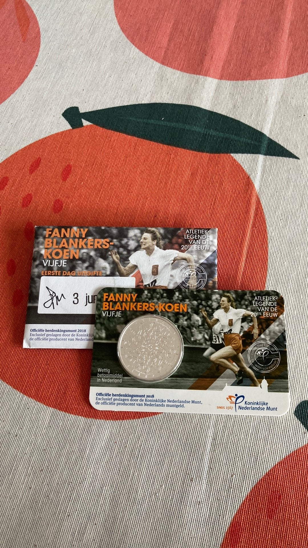 €5 - eerste dag uitgifte - Fanny Blankers-Koen, Postzegels en Munten, Ophalen of Verzenden, Koningin Beatrix, Euro's