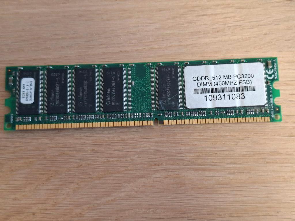 512MB DDR PC3200 CL3 RAM module, Computers en Software, RAM geheugen, Ophalen, DDR, Desktop, Gebruikt