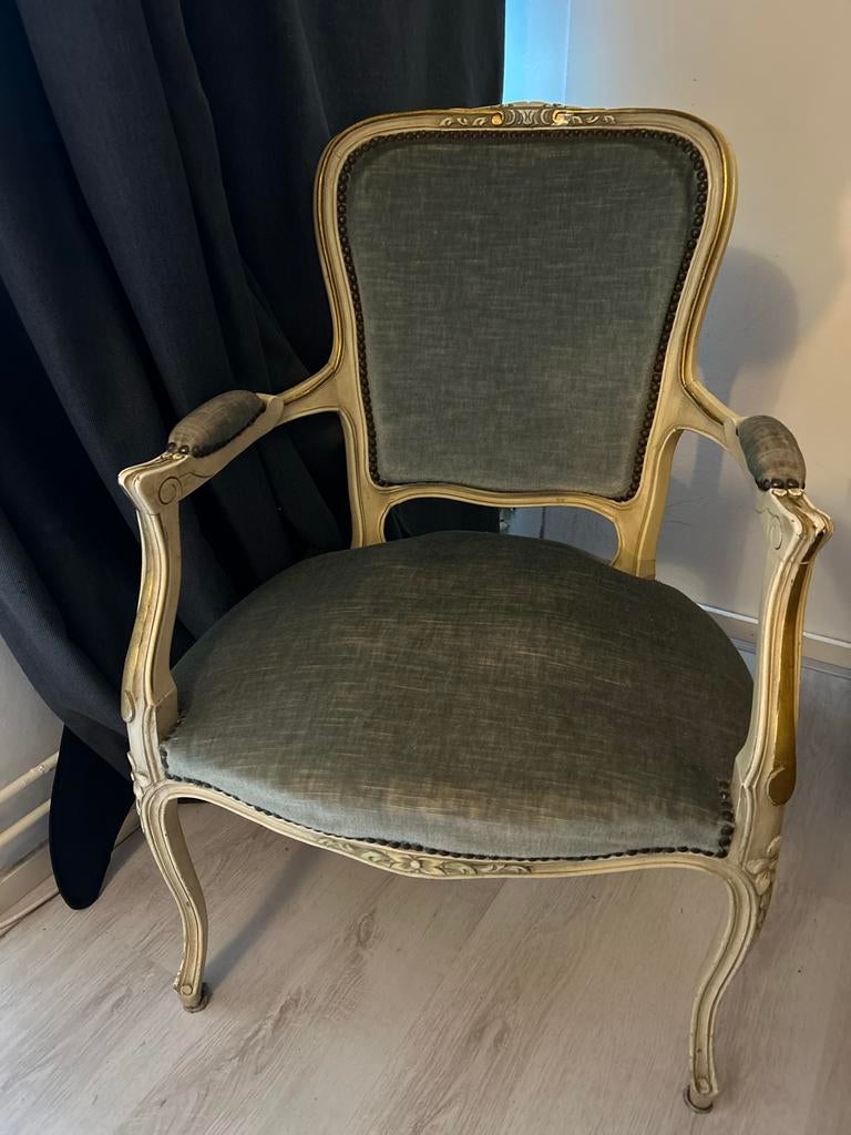 Barokke Queen Ann stoel in diepgroen met mooie details, Ophalen