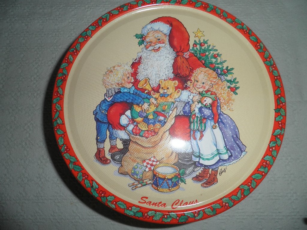 Vintage kerstblik, Ophalen of Verzenden, Gebruikt, Koek(jes)
