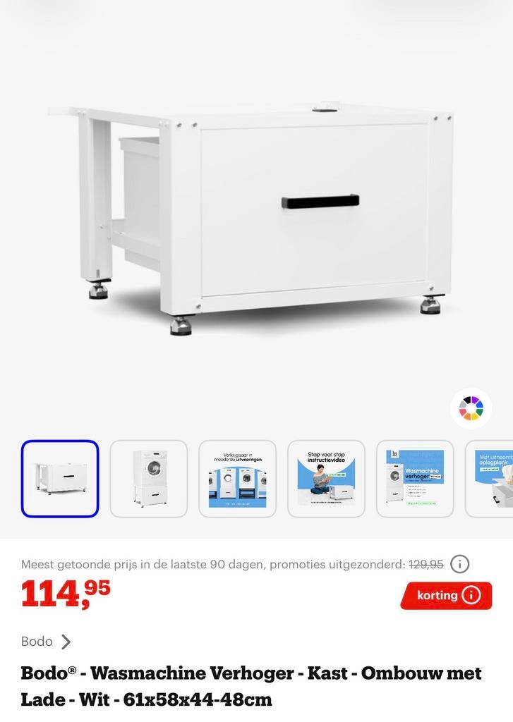 Wasmachine verhoger met extra hoge opberglade, Ophalen, Zo goed als nieuw, 1200 tot 1600 toeren, Minder dan 85 cm