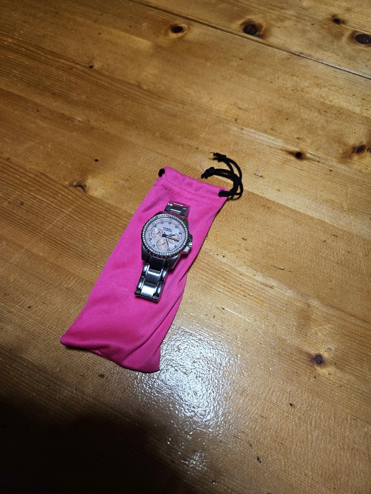 Fossil Blue Dameshorloge met Strass en Stalen Band, Ophalen of Verzenden