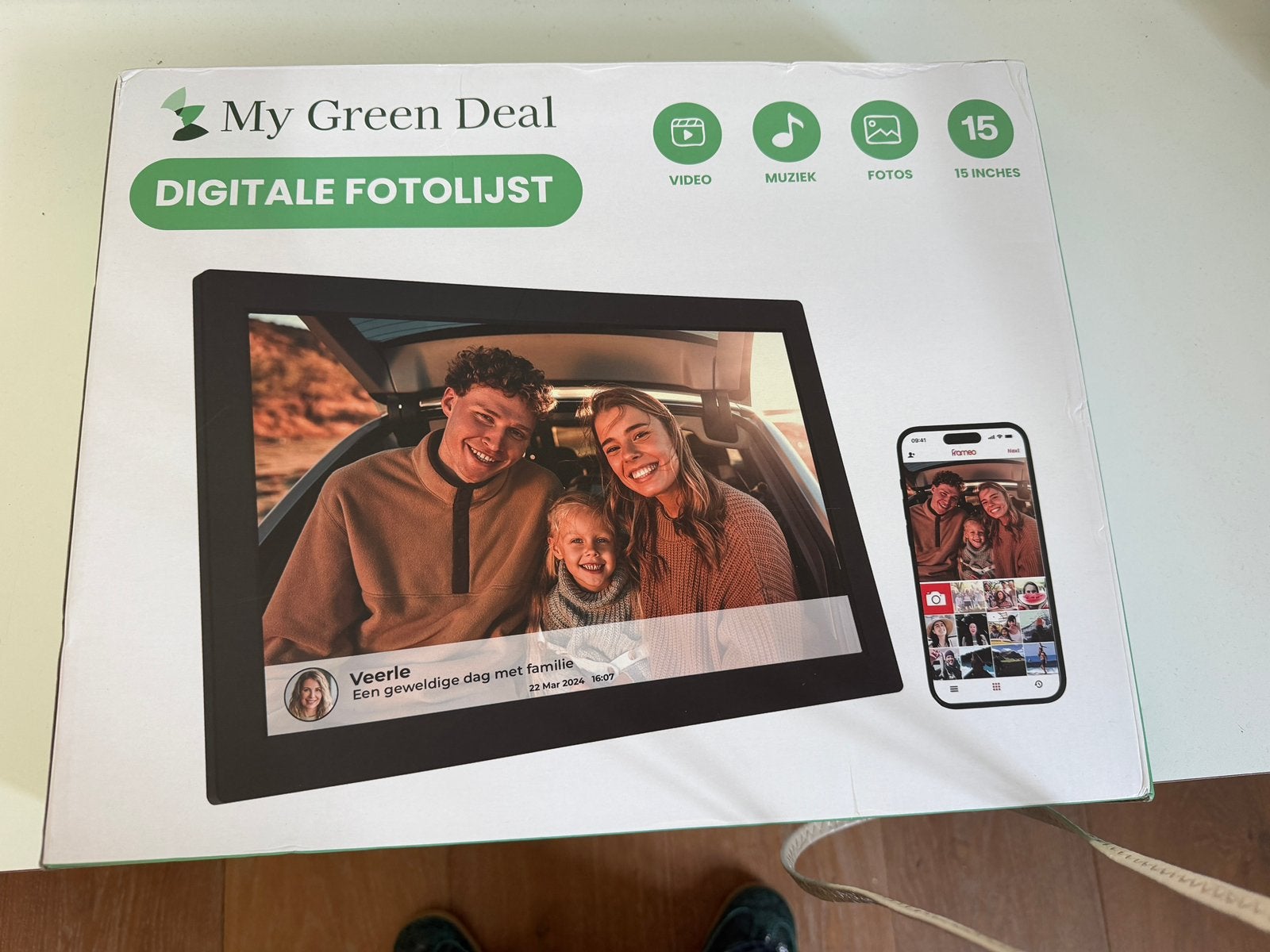 My Green Deal Digitale Fotolijst 15 inch - Nieuw in de doos, Overige merken, Nieuw, Ophalen of Verzenden, 12 inch of groter