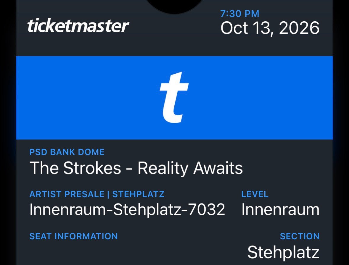 The Strokes PSD Bank Dome Düsseldorf, Tickets en Kaartjes, Eén persoon