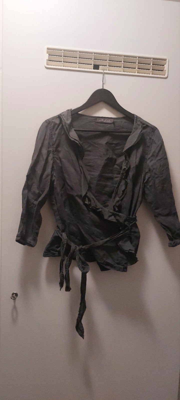 Linnen Grijze Wikkelblouse Steps - Maat 44, Maat 42/44 (L), Ophalen of Verzenden, Zo goed als nieuw, Steps