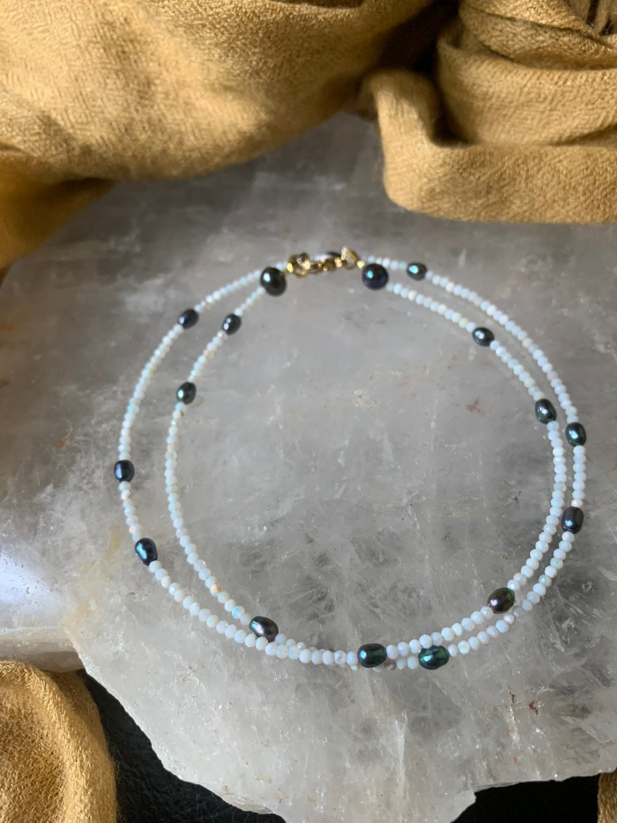 Edelopaal opaal welo zoetwater parel beschermt geluk SALE, Sieraden, Tassen en Uiterlijk, Kettingen, Wit, Nieuw, Verstelbaar, Ophalen of Verzenden