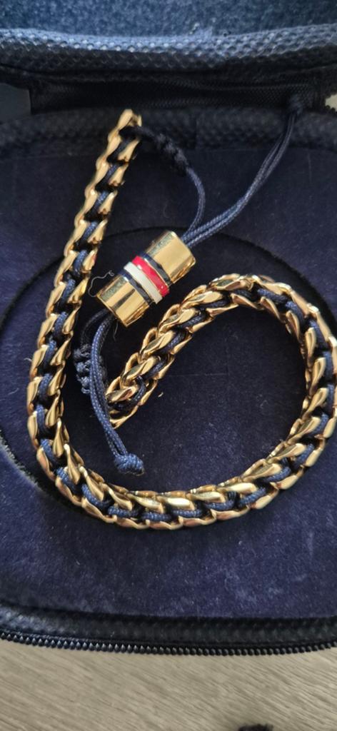 Tommy Hilfiger TJ2790512 Heren Armband - Gevlochten armband, Ophalen, Zo goed als nieuw, Blauw, Goud