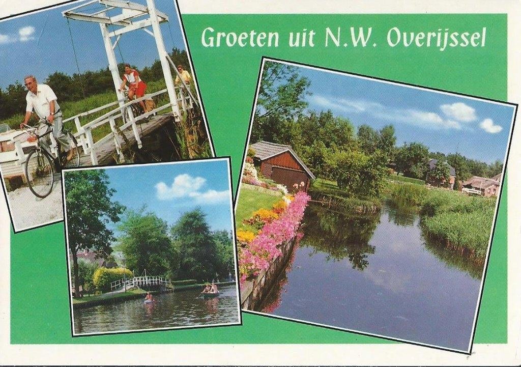 X02 ongelopen ansichtkaart groeten uit n w overijssel, Ophalen of Verzenden, 1980 tot heden, Gelopen, Overijssel