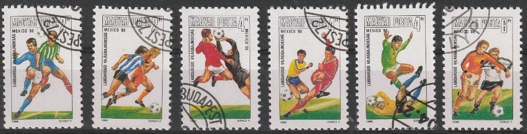 3138. Hongarije 3814/19 gest. WK Voetbal, Ophalen of Verzenden, Gestempeld