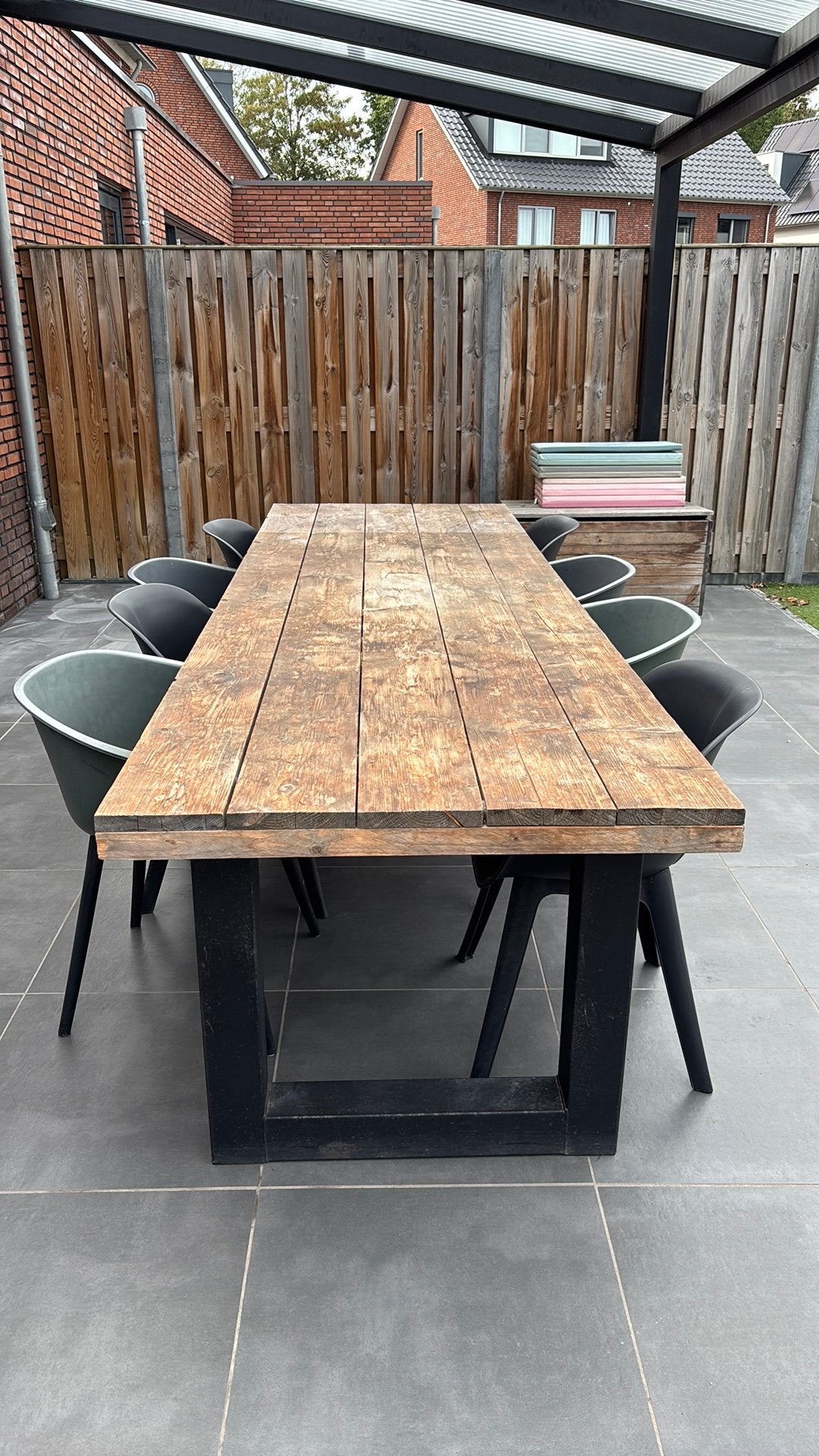 Gave houte tuin tafel met stoelen