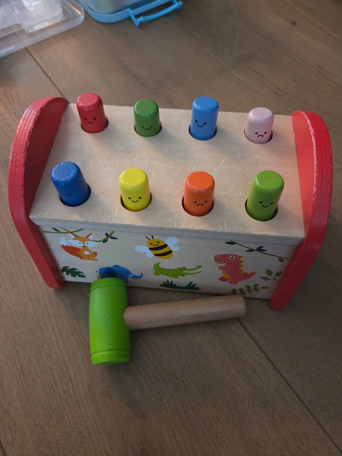 Houten hamertje tik speelgoed met vrolijke diertjes, Ophalen, Gebruikt, Overige typen
