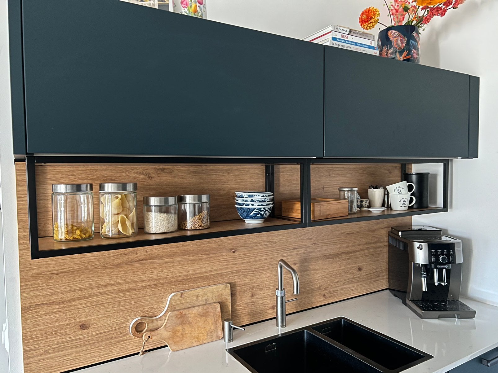 Origineel Schüller Frame Rack – zwart/hout – 90 cm breed, Ophalen of Verzenden, Zo goed als nieuw, Zwart, Overige typen