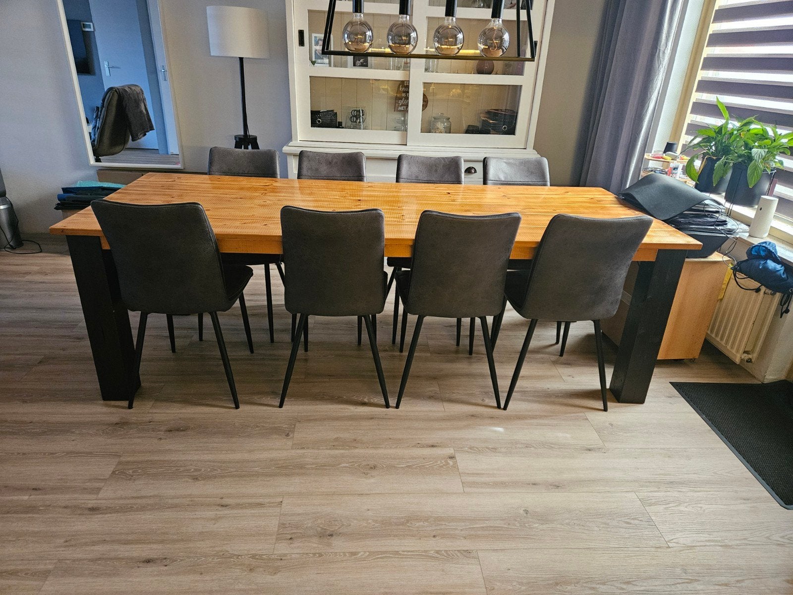 Robuuste vurenhouten eettafel 240x100 cm - Goede staat, Huis en Inrichting, Ophalen, Gebruikt, 100 tot 150 cm, 200 cm of meer