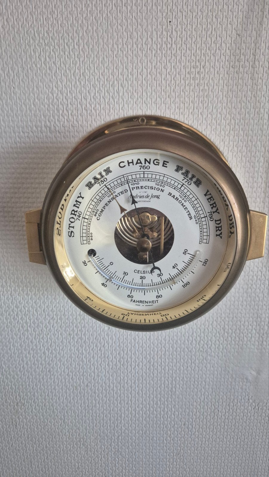 Scheepsbarometer groot model Andries De Jong Amsterdam, Ophalen of Verzenden