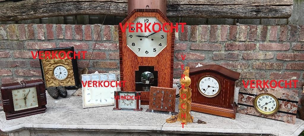Antiek art deco grootvaders tijd verzameling klokken Lot, Antiek en Kunst, Ophalen of Verzenden