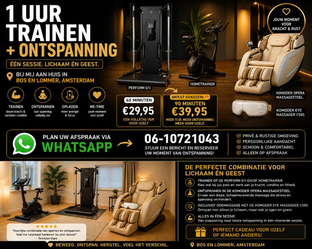 90 min trainen + ontspanning €39,95 – Bos en Lommer A'dam