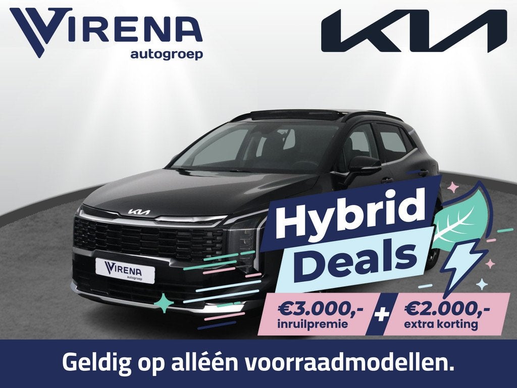 Kia Sportage 1.6 T-GDi Hybrid DynamicPlusLine - €5.000,- v, Auto's, Kia, Adaptive Cruise Control, 4 cilinders, Leder en Stof, Zwart