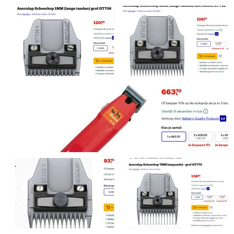 Aesculap favorita 2 incl 4 scheerkoppen 1 mm 2mm 5mm 7 mm, Dieren en Toebehoren, Ophalen